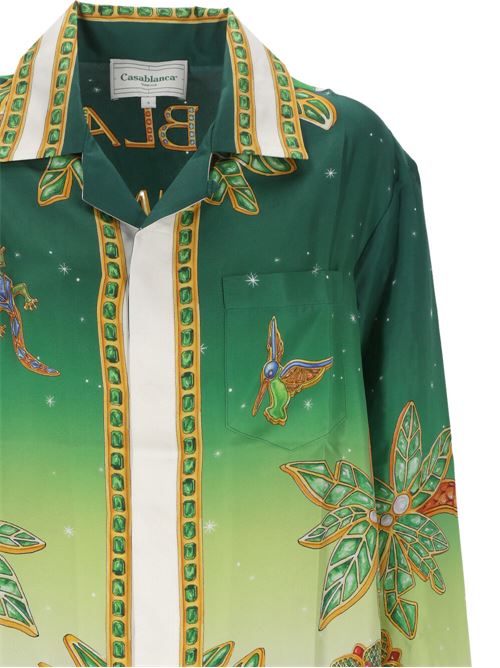 green/multicolour silk satin shirt Casablanca | UWS24SH00601JOYAUX D AFRIQUE